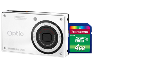 Pentax Optio RS1000 Vit + Transcend SDHC 4 GB