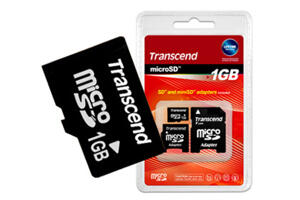 Minnesmedia - MicroSD / MicroSDHC - Transcend microSD - Transcend microSD 1GB (miniSD/SD adapter)