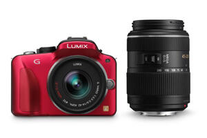 Digitalkameror - Systemkameror - Panasonic - Panasonic LUMIX DMC-G3 med 14-42 + 45-200 röd