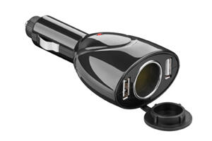 Kameratillbehör - Kablar / Kontakter - USB - USB Laddare - Champion 1 Cigguttag + 2 USB-uttag